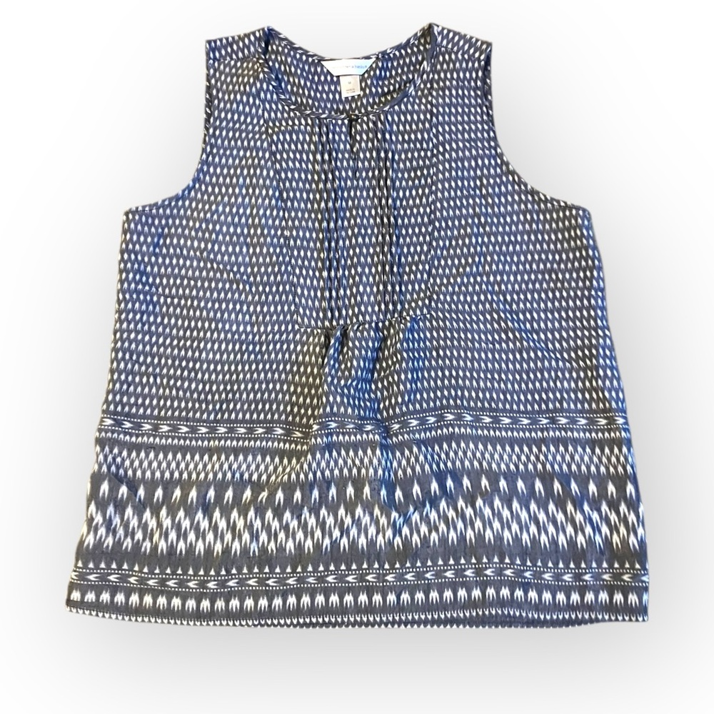 Christopher & Banks Sleeveless Tank Top‎ Womens Medium Gray and White